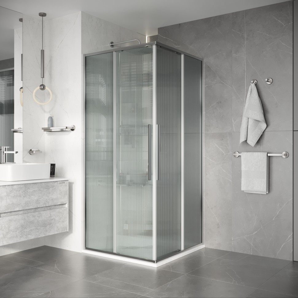 Душевое ограждение Niagara Nova NG-4624-34 (100х100х195) квадрат,раздвижная,хром,стекло рифленое,1 место