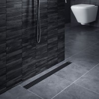 Душевой лоток TIMO Drain System 700 с вставкой "lines", Чёрный