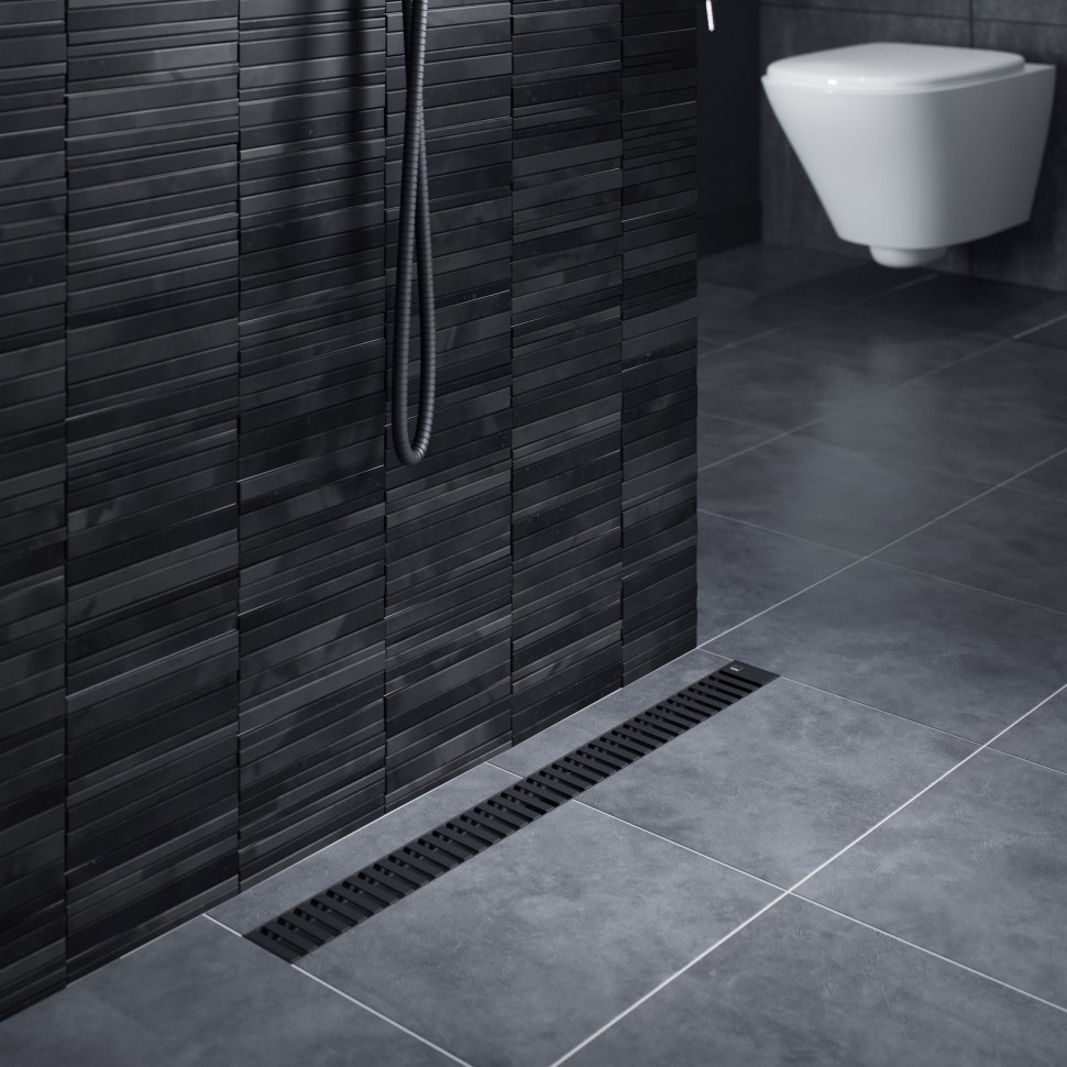 Душевой лоток TIMO Drain System 700 с вставкой "lines", Чёрный