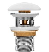 Донный клапан Clik-clak MILLEAU PD1MW/WO с керамической накладкой (матовый белый) для раковины с переливом