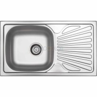 Стальная мойка, 1-чаша с осушкой - слив 3.5"