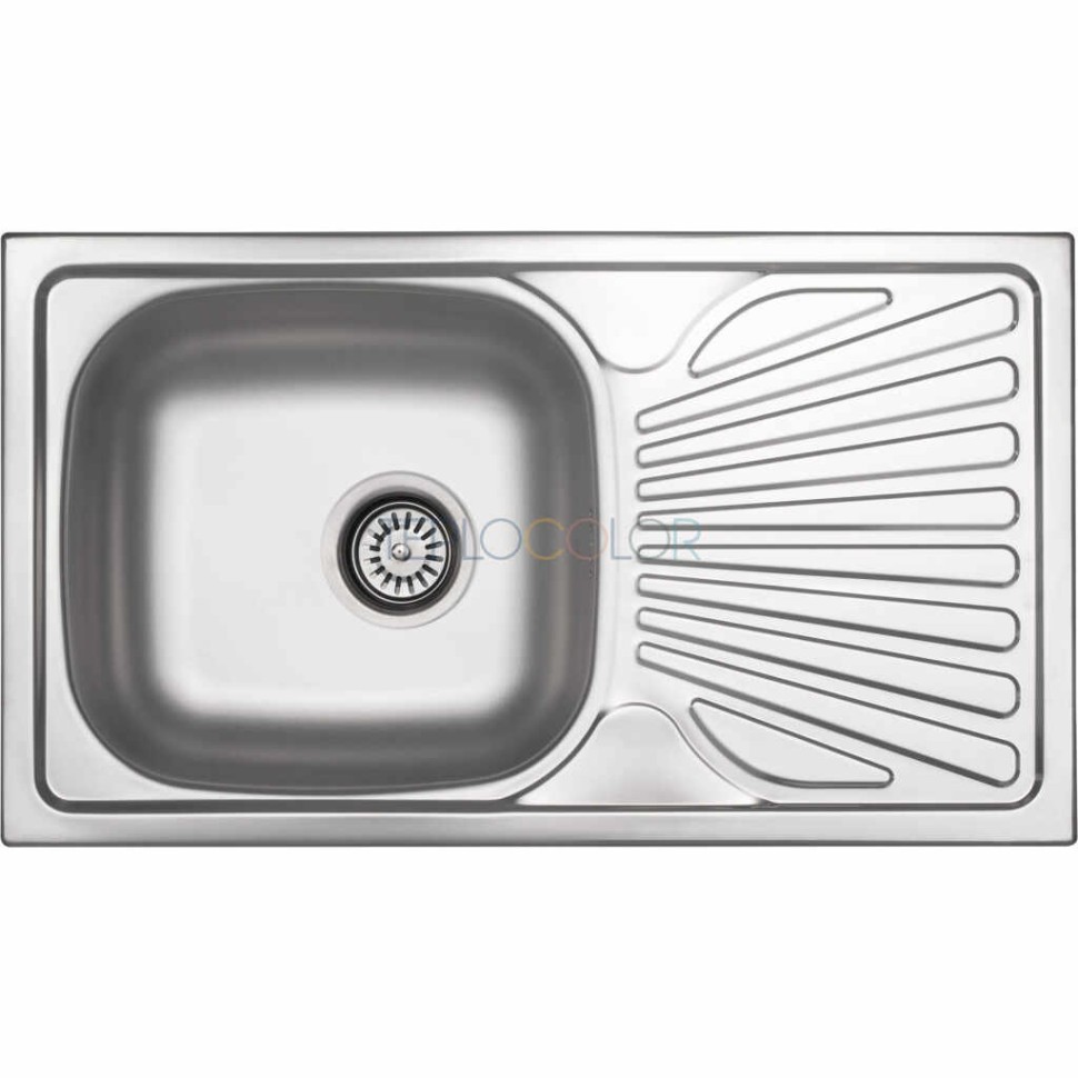 Стальная мойка, 1-чаша с осушкой - слив 3.5"