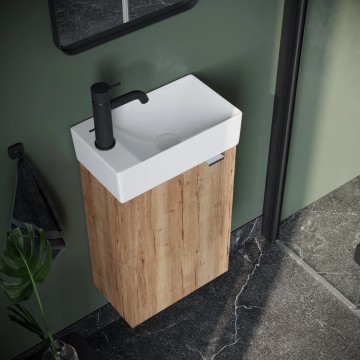 Тумба подвесная SANCOS Mini 355х205х500, с распашной дверцей, внутри 1 полка, дуб галифакс натуральный , арт.MN35EGL