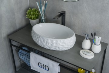 Раковина Gid 9030wf 51187 накладная белая 48x34x15