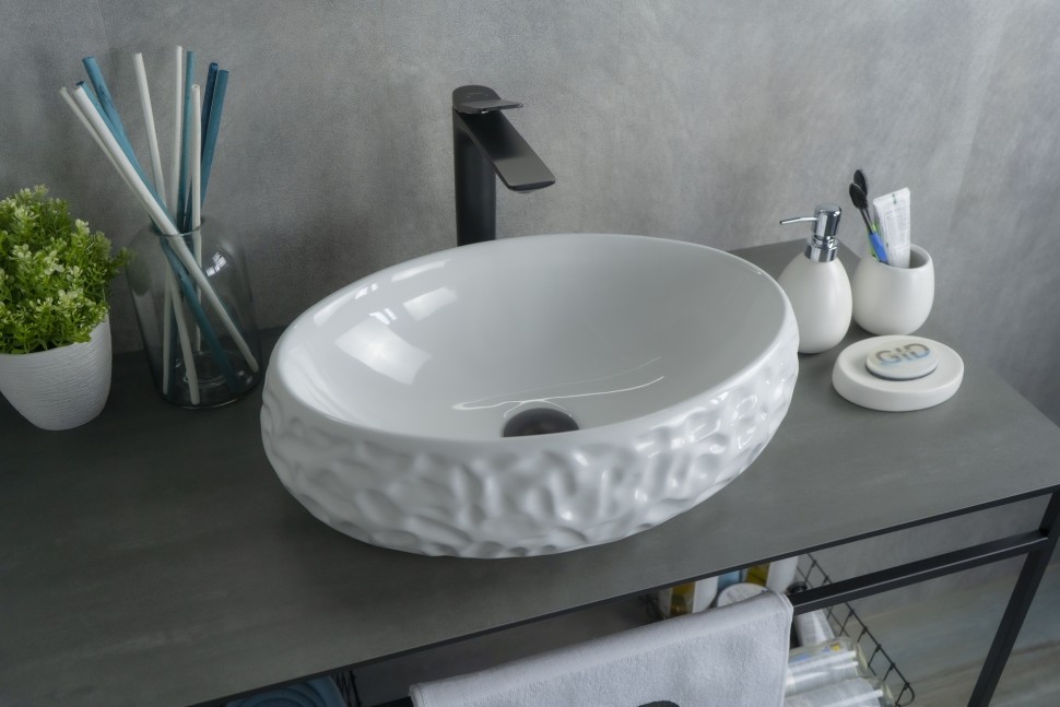 Раковина Gid 9030wf 51187 накладная белая 48x34x15