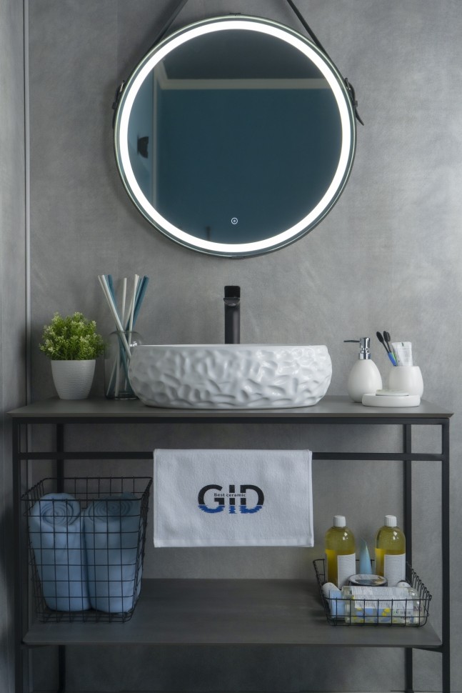 Раковина Gid 9030wf 51187 накладная белая 48x34x15