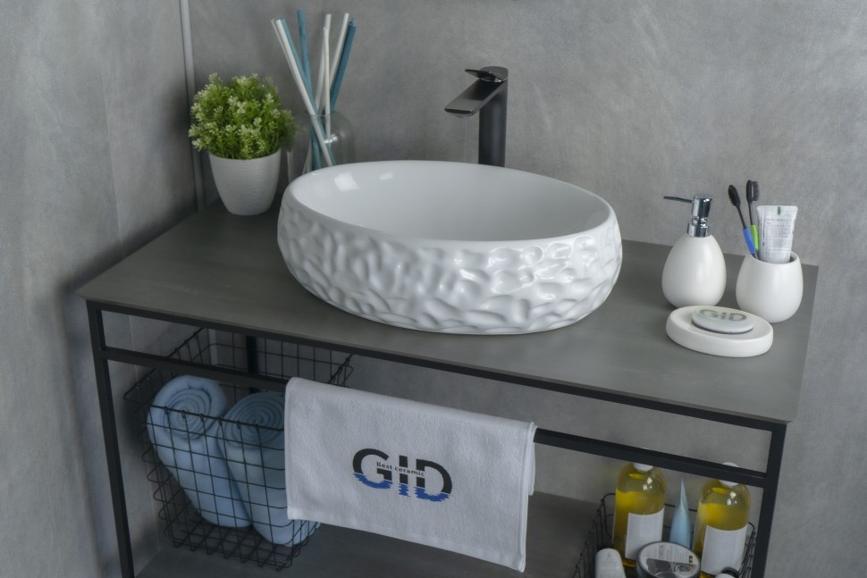 Раковина Gid 9030wf 51187 накладная белая 48x34x15