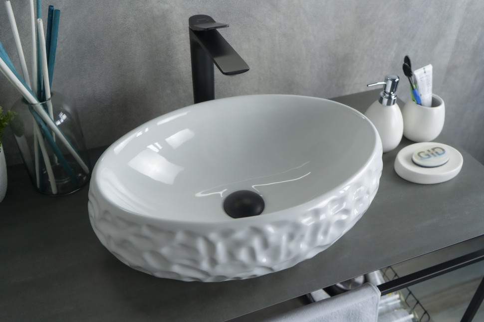 Раковина Gid 9030wf 51187 накладная белая 48x34x15