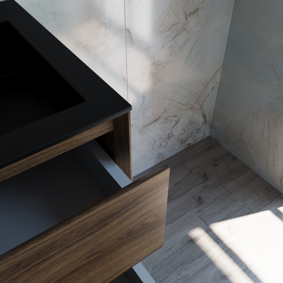 База под раковину Vincea  Luka 600 подвесная, 2 выкатных ящика soft-close, С.Oak