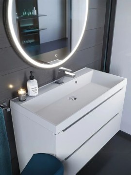 Раковина для ванной 100 см, Uperwood Classic Quartz, кварцевая, белая матовая, жасмин