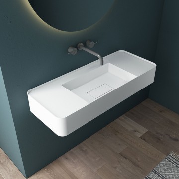 Раковина Солид Серфейс (Solid Surface) Vincea VWB-6S380MW, 1000*400*150, подвесная, цвет белый матовый