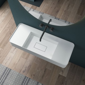 Раковина Солид Серфейс (Solid Surface) Vincea VWB-6S380MW, 1000*400*150, подвесная, цвет белый матовый