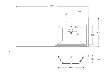 Раковина из литьевого мрамора BelBagno BB1200/480-LV-MR-R