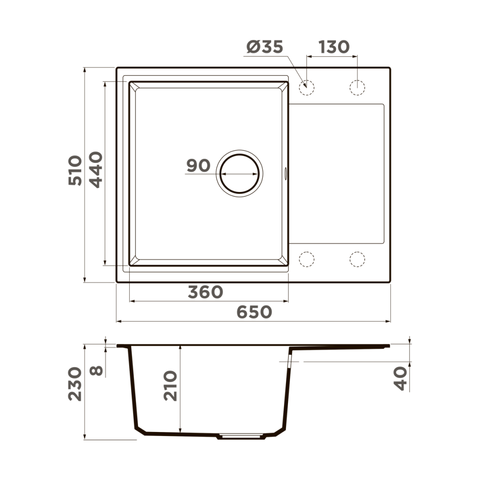 Кухонная мойка Omoikiri Daisen 65T-PL Tetogranit/платина