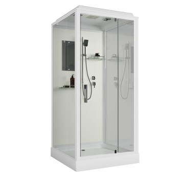 Душевая кабина Niagara Standart ST80/15Q (80х80х215) квадрат,поддон 15см,распашная,проф.белый,3 места
