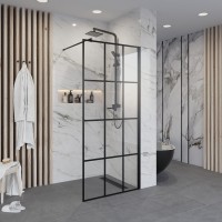 Душевая перегородка Niagara Nova NG-685-10ВLACK (100х195) черный,стекло прозрачное,1 место