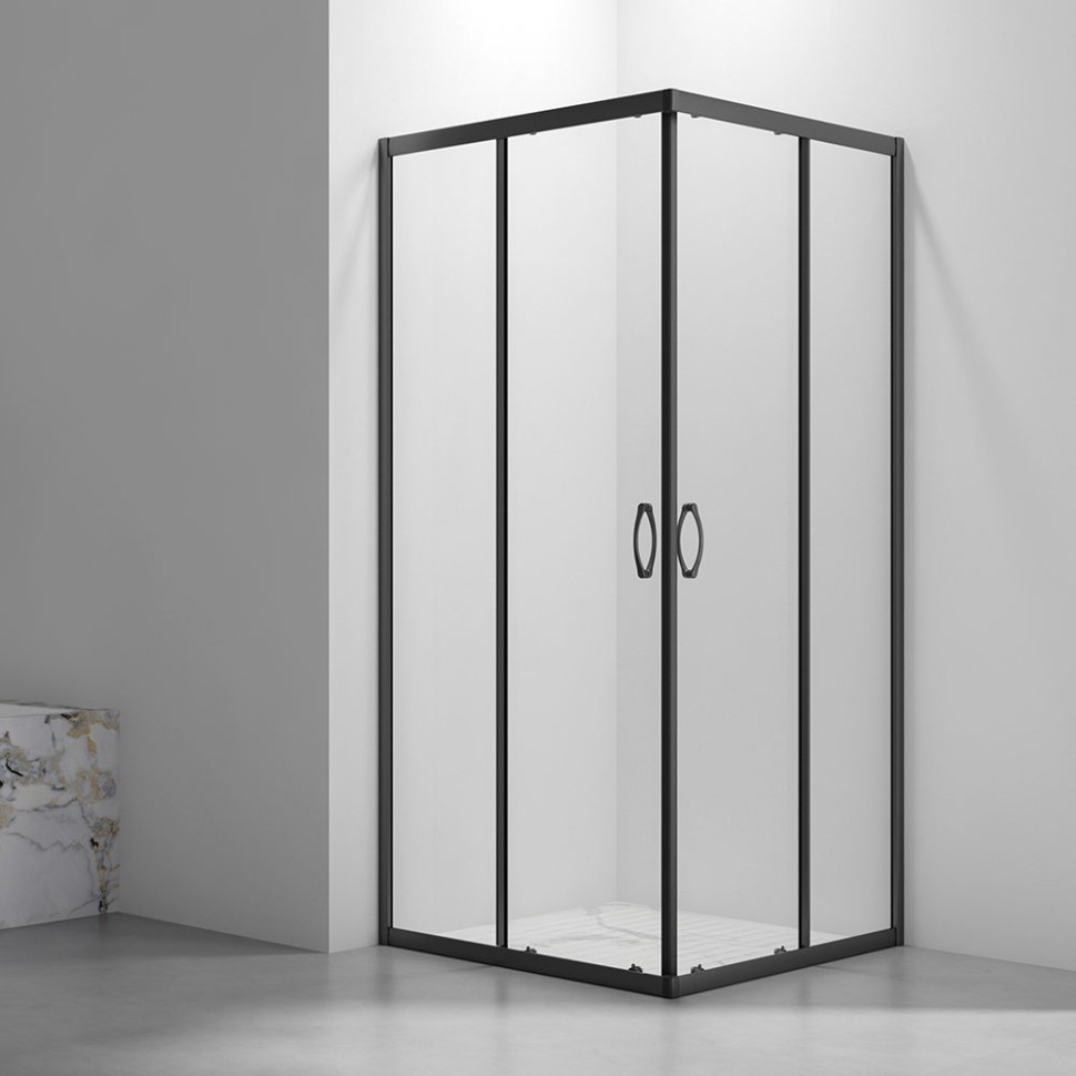 Душевой угол Veconi Rovigo RV-101B, 800x800x1900, черный, стекло прозрачное New