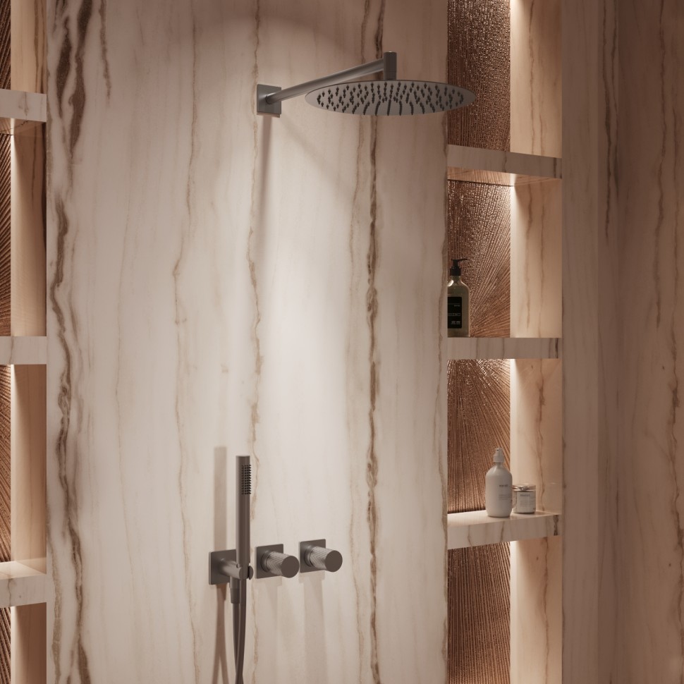 Душевой комплект Альто (Alto) VSFW-6AL1GM встраиваемый, 2 режима, 30см S304 верх душ, вороненая сталь