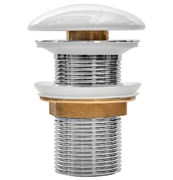 Донный клапан Clik-clak MILLEAU PD1GW/OO с керамической накладкой (глянцевый белый) для раковины без перелива