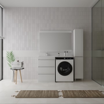 Тумба напольная STYLELINE "Даллас 120" (3 ящ.) Люкс белая, PLUS с раковиной ESTETUS Даллас 1200*480 левый