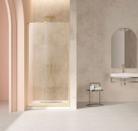 Душевая дверь Волк-Ин (Walk-In) VDS-4WSL120CLG-L, 1200, брашированное золото, стекло прозрачное, левая