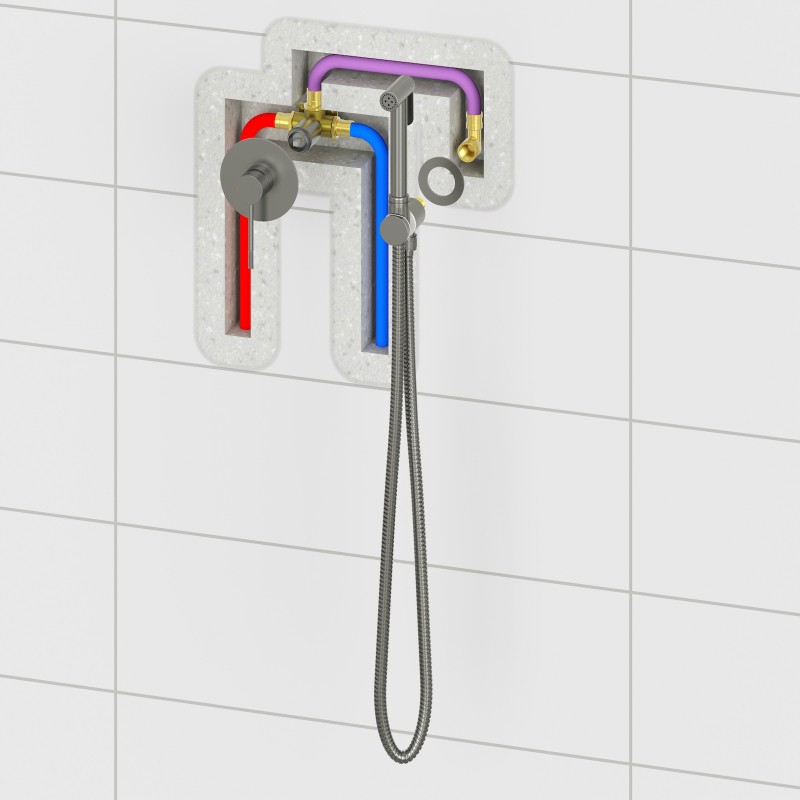 Смеситель встроенный с гигиеническим душем Timo Saona 2389/18SM черное золото