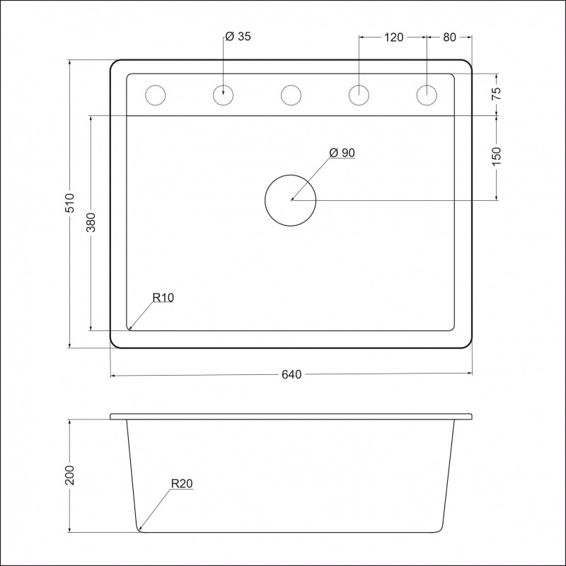 Кухонная мойка ЕМАR EMQ-1640.Q EMQ-1640.Q Антрацит