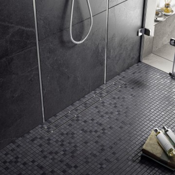 Душевой лоток TIMO Drain System 700 с двусторонней панелью "plate" под плитку, Хром