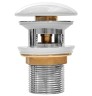 Донный клапан Clik-clak MILLEAU PD1GW/WO с керамической накладкой (глянцевый белый) для раковины с переливом