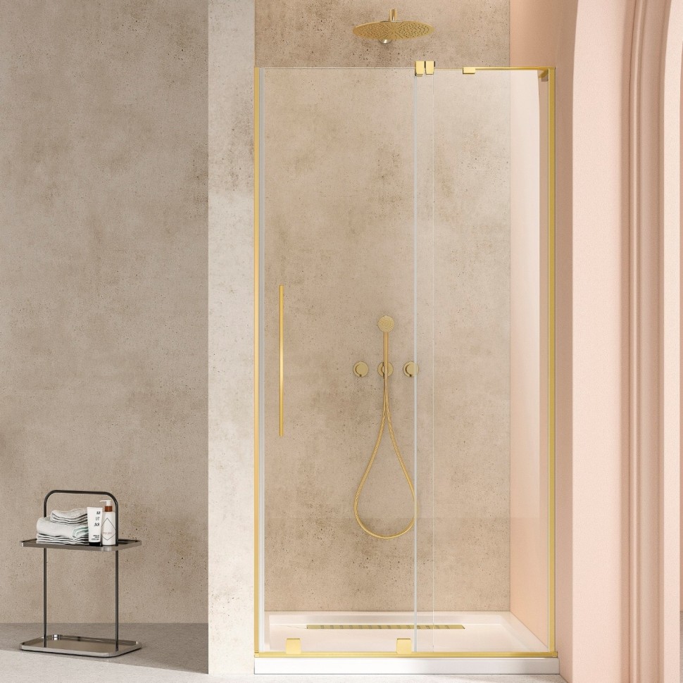 Душевая дверь Волк-Ин (Walk-In) VDS-4WSL120CLG-R, 1200, брашированное золото, стекло прозрачное, правая