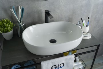 Раковина Gid N9026a 51112 накладная белая 60x40x15
