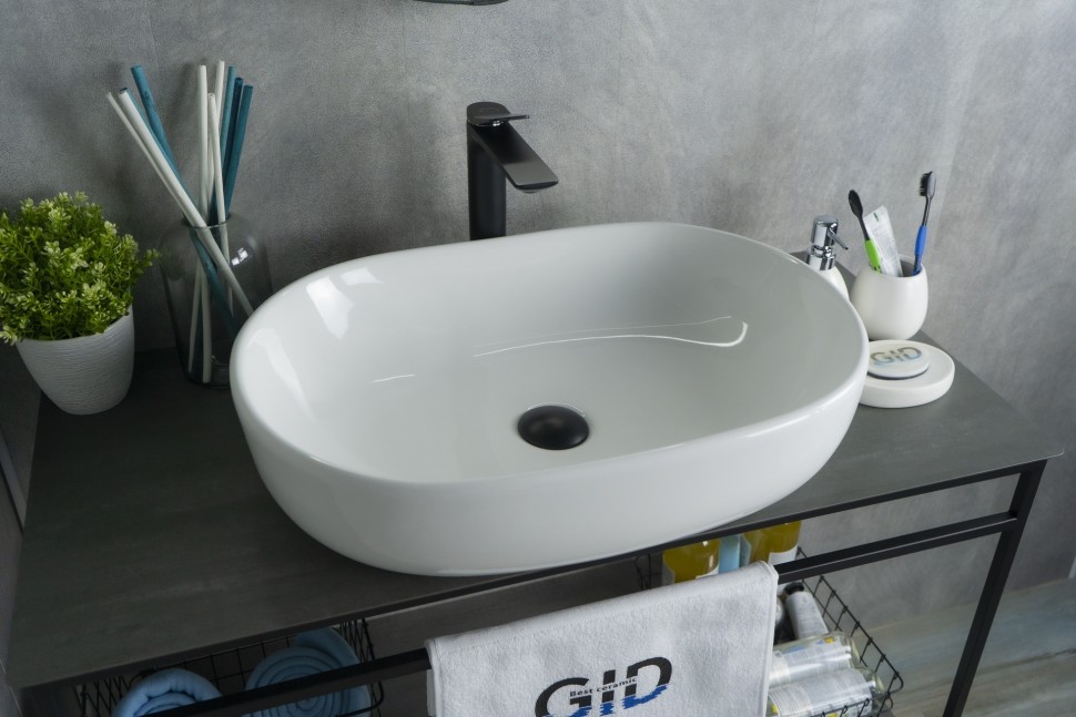 Раковина Gid N9026a 51112 накладная белая 60x40x15