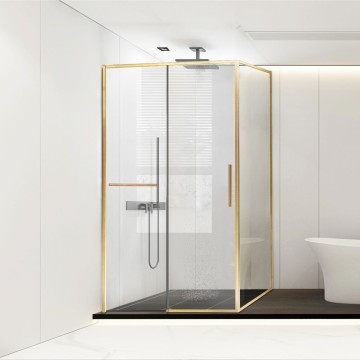 Душевой уголок Слим Софт (Slim Soft) VSR-1SS8014CLG, 1400*800, брашированное золото, стекло прозрачное