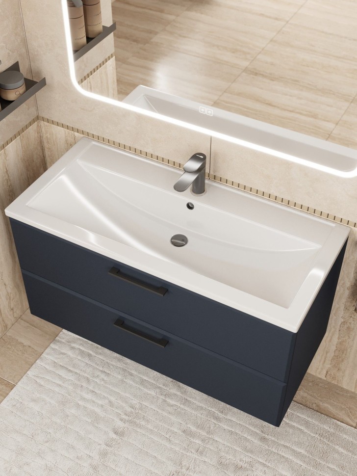 Раковина для ванной Uperwood Foster 100 см, белая глянцевая