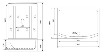 Timo Lux T-7750 NEW душевая кабина 150*88*220