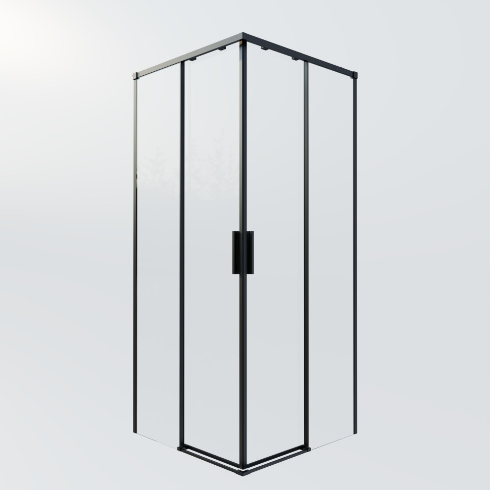 Душевой уголок Soft 2 VSS-3SO2800CLB, 800*800, черный, стекло прозрачное