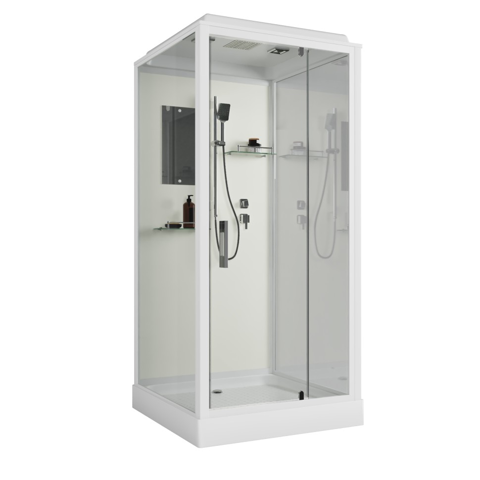 Душевая кабина Niagara Standart ST90/15Q (90х90х215) квадрат,поддон 15см,распашная,проф.белый,3 места