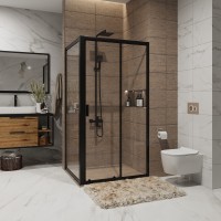 Душевое ограждение Niagara Nova NG-82-10AB-A70B (100х70х195) прямоугольник,черный, дверь раздвижная,стекло прозрачное,2 места