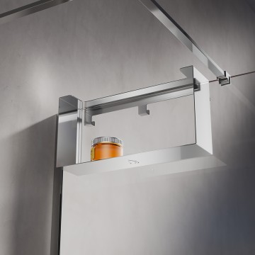 Полка для душевого ограждения Loft, 400x200x120, полированная сталь