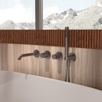 Смеситель для ванны Аура (Aura) VBTW-6AU1GM, встраиваемый, вороненая сталь