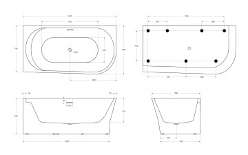 Акриловая ванна BELBAGNO BB410-1500-780-L