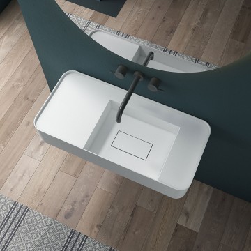 Раковина Солид Серфейс (Solid Surface) Vincea VWB-6S412MW, 1200*400*150, подвесная, цвет белый матовый