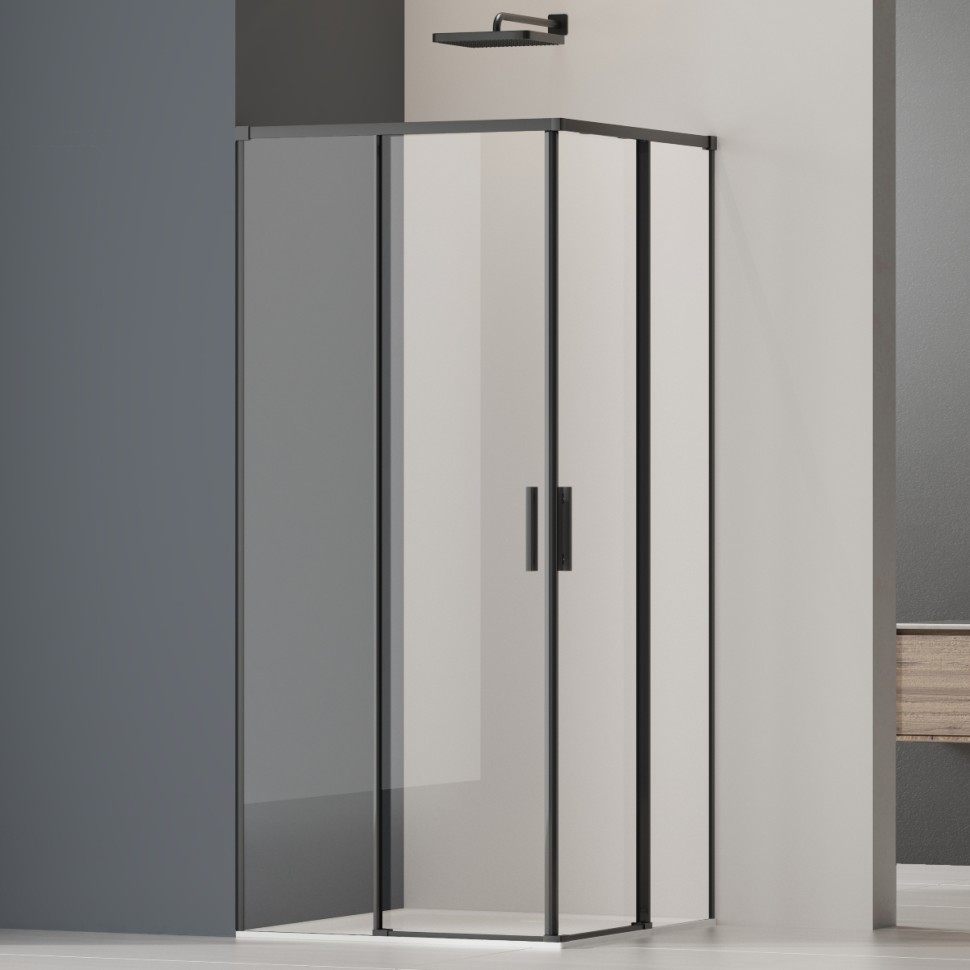 Душевой уголок Soft 2 VSS-3SO2900CLB, 900*900, черный, стекло прозрачное