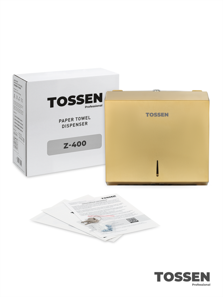 TOSSEN Z-400 MS - диспенсер бумажных полотенец (коллекция «Золотая сталь»)