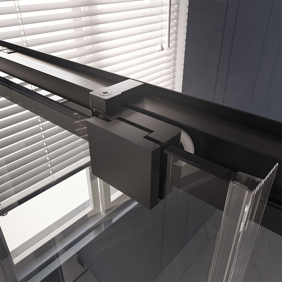 Душевой угол Veconi Premium Trento PTC-SP-30B, 1400х800x2000, черный матовый, стекло прозрачное