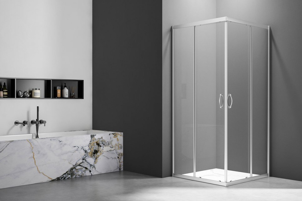 Душевой угол Veconi Rovigo RV-101, 900x900x1900, хром, стекло прозрачное New