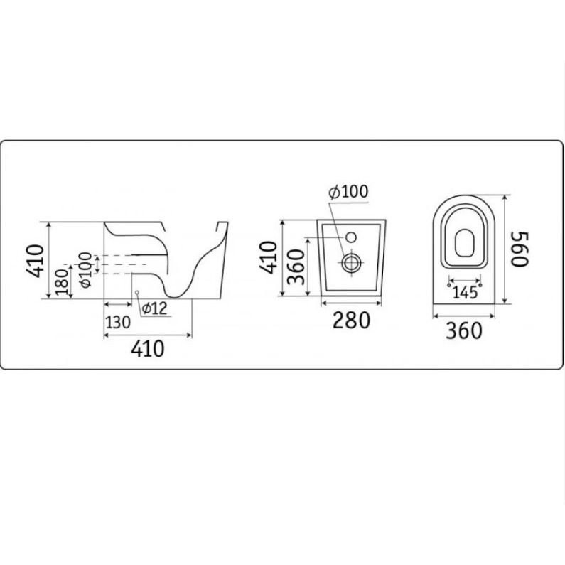 Унитаз приставной Ceramalux белый NS-3176