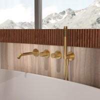 Смеситель для ванны Аура (Aura) VBTW-6AU1BG, встраиваемый, брашированное золото