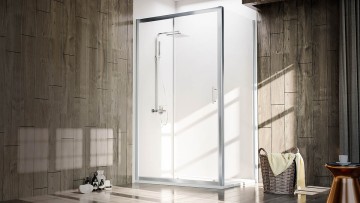Боковая панель Veconi KP-05, 700х1900 хром, стекло прозрачное
