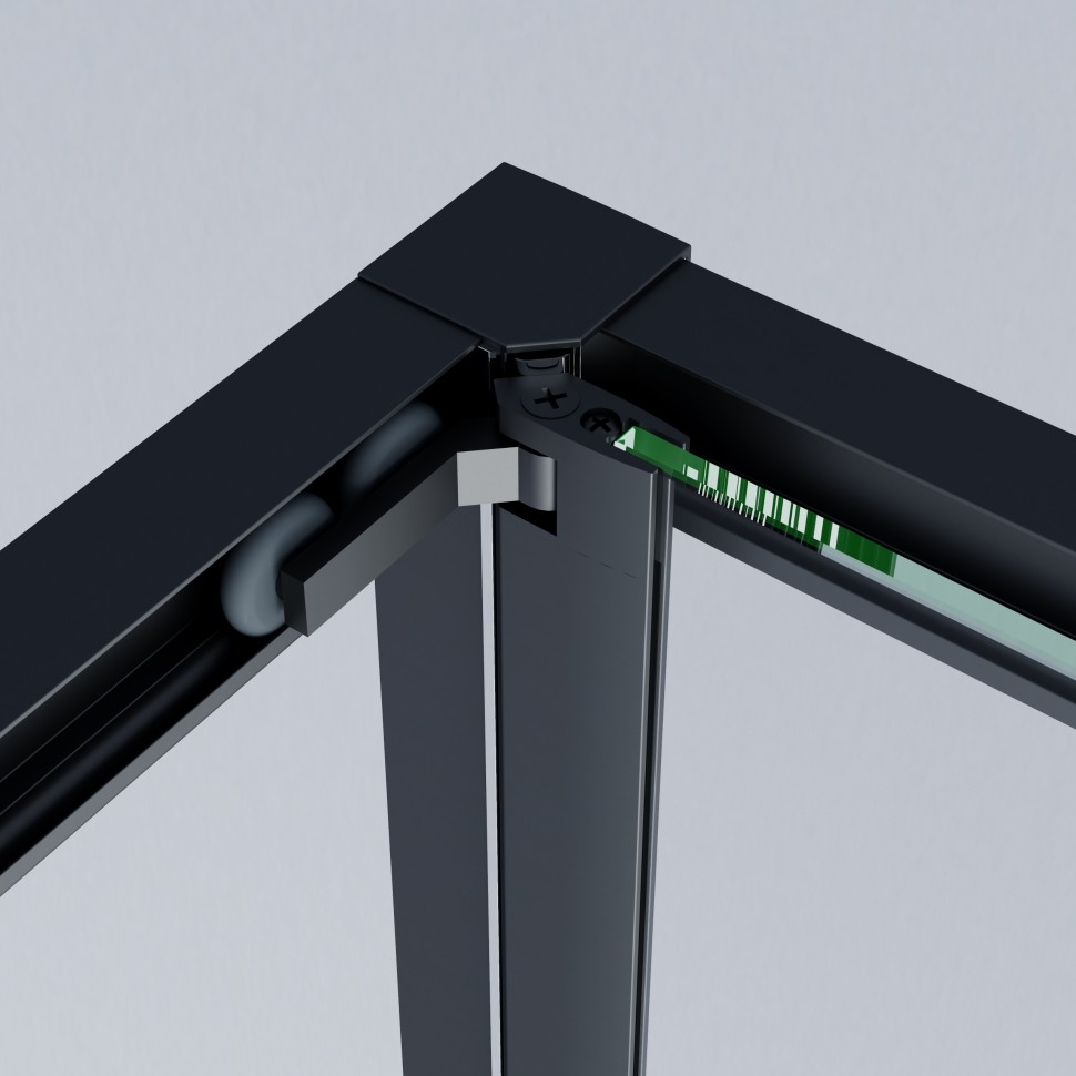 Душевая дверь Альфа (Alpha) VPSW-3AL100CLB, 1000, черный, стекло прозрачное